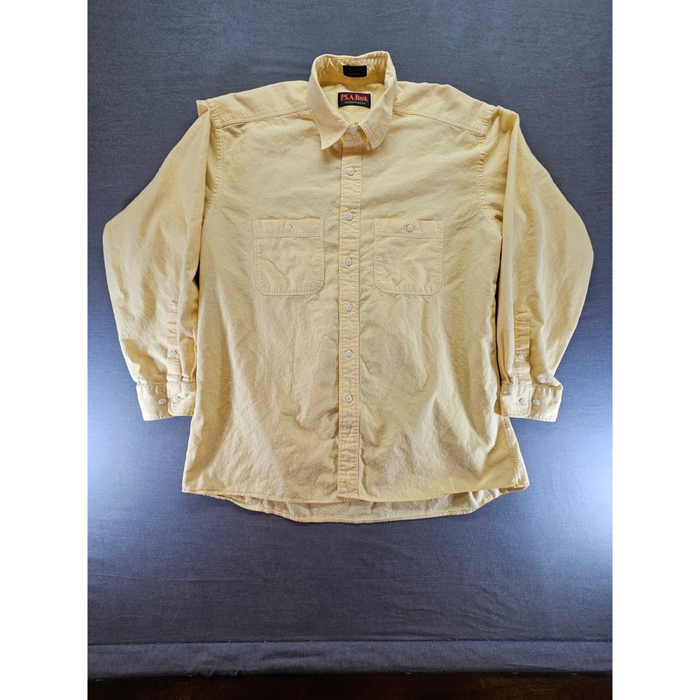Jos. A. Bank Sportswear Yellow Chambray Cotton Button Down Shirt Mens Large